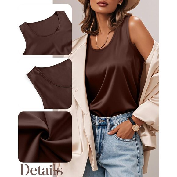 Breathable 3 Pack Women's Silk Satin Camisoles - Casual & Formal Wear Essentials - Picture 5 of 6